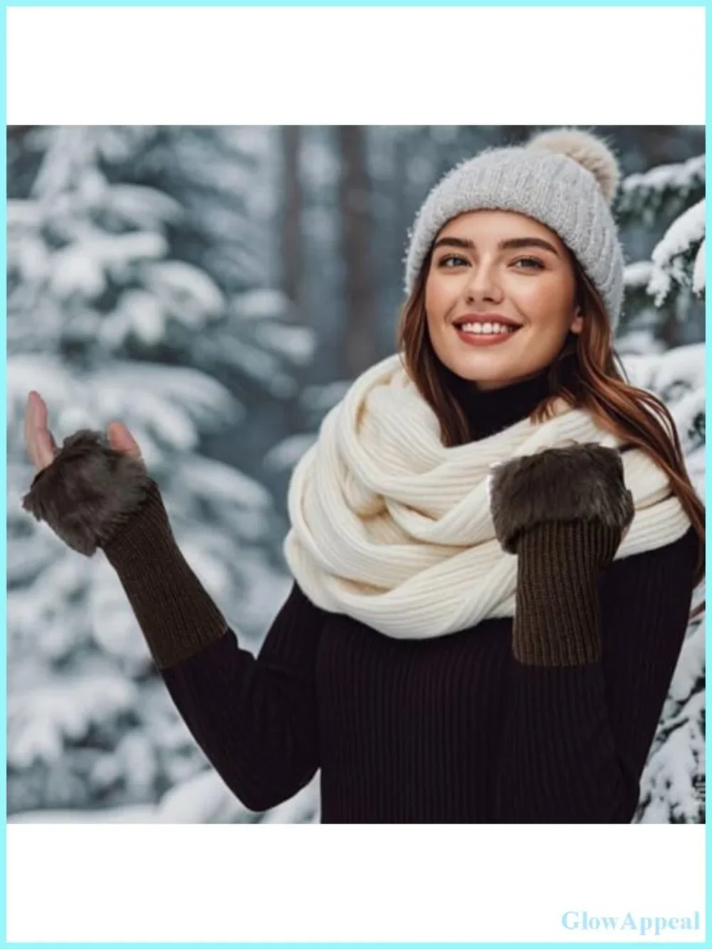 Faux Fur Fingerless Gloves Women's Winter Arm Warmers for Driving Writing